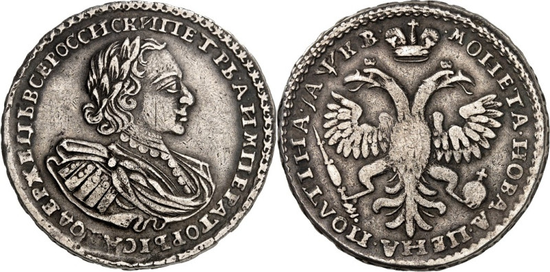 RUSSLAND. 
ZARENREICH. 
Peter I., der Große 1689-1725. Poltina 1/2 Rubel (1722...