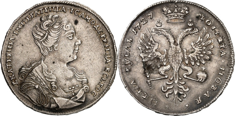 RUSSLAND. 
ZARENREICH. 
Katharina I. 1725-1727. Rubel 1727 Moskau, Brb. n. r. ...