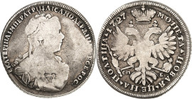 RUSSLAND. 
ZARENREICH. 
Katharina I. 1725-1727. Poltina (1/2 Rubel) 1727 C Pb St. Petersburg. Brb. n. r. / Gekr. Doppeladler. Uzd.&nbsp; 675 ff. . ...