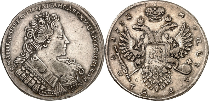 RUSSLAND. 
ZARENREICH. 
Anna 1730-1740. Rubel 1732 o. Mzz., Moskau. Gala-Brb. ...