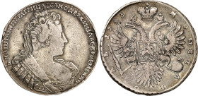 RUSSLAND. 
ZARENREICH. 
Anna 1730-1740. Rubel 1733 Brb. n.r. / Gekr. Doppeladler. Uzd.&nbsp; 706, Dv.&nbsp; 1671, Bitkin 67ff. . 

s/ss