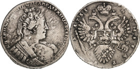 RUSSLAND. 
ZARENREICH. 
Anna 1730-1740. Rubel 1733 Brb. n.r. / Gekr. Doppeladler. Uzd.&nbsp; 706, Dv.&nbsp; 1671, Bitkin 67 ff. . 

l. Prägeschwäc...