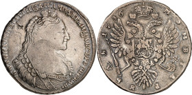 RUSSLAND. 
ZARENREICH. 
Anna 1730-1740. Rubel 1736 Moskau. Büste n.r. / Gekr. Doppeladler. Uzd.&nbsp; 726, Dv.&nbsp; 1673, Bitkin 126 ff. . 

Schr...