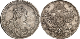 RUSSLAND. 
ZARENREICH. 
Anna 1730-1740. Rubel 1738 C Pb, St. Petersburg. Drap. Brb. n.r. / Gekr. Doppeladler. Uzd.&nbsp; 734, Dv.&nbsp; 1675, Bitkin...