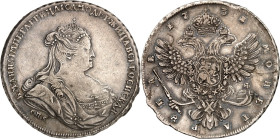 RUSSLAND. 
ZARENREICH. 
Anna 1730-1740. Rubel 1738 C Pb, St. Petersburg. Drap. Brb. n.r. / Gekr. Doppeladler. Uzd.&nbsp; 734, Dv.&nbsp; 1675, Bitkin...