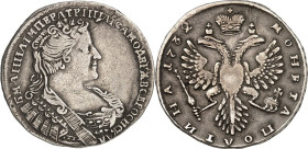 RUSSLAND. 
ZARENREICH. 
Anna 1730-1740. Poltina (1/2 Rubel) 1732 Moskau. Brustb. r. / Gekr. Doppeladler. Uzd.&nbsp; 704, Bitkin 139 ff. . 

ss