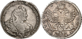 RUSSLAND. 
ZARENREICH. 
Anna 1730-1740. Poltina (1/2 Rubel) 1737 Brustb. r. mit Diadem a.d. Stirn / Gekr. Doppeladler. mit Brustschild. Uzd.&nbsp; 7...