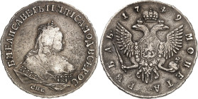 RUSSLAND. 
ZARENREICH. 
Elisabeth 1741-1762. Rubel 1749 C Pb, St.&nbsp;Petersburg. Drap. Brb. mit Krönchen n.r.&nbsp;/ Gekr. Doppeladler. Uzd.&nbsp;...