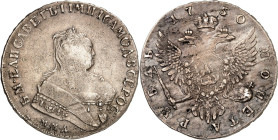 RUSSLAND. 
ZARENREICH. 
Elisabeth 1741-1762. Rubel 1750 C Pb, St.&nbsp;Petersburg. Drap. Brb. mit Krönchen n.r.&nbsp;/ Gekr. Doppeladler. Uzd.&nbsp;...