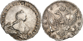 RUSSLAND. 
ZARENREICH. 
Elisabeth 1741-1762. Rubel 1755 C II b St.Petersburg. Brb. n.r. / Gekr. Doppeladler, vollständige Randschrift, trotz unregel...