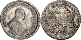 RUSSLAND. 
ZARENREICH. 
Elisabeth 1741-1762. Polupoltinnik (1/4 Rubel) 1750 M.M.A Moskau. Drap. Brb. mit Krönchen n.r. / Gekr. Doppeladler. Uzd.&nbs...