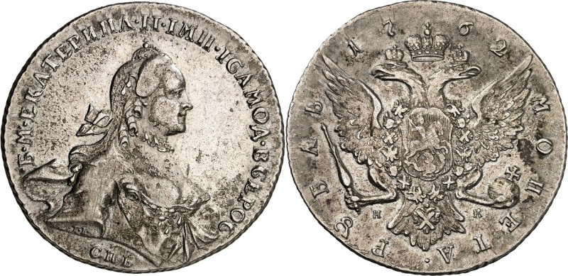 RUSSLAND. 
ZARENREICH. 
Katharina II. 1762-1796. Rubel (Ivanov-Typ) 1762 C Pb,...