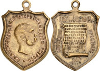 RUSSLAND. 
MEDAILLEN. 
Nikolaus II. 1894-1916. Schildförmige Medaille 1911 (o. Sign.) a.d. 50jähr. Jubiläum d. Aufhebung der Leibeigenschaft. Kopf d...