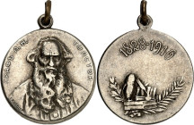 RUSSLAND. 
MEDAILLEN. 
Nikolaus II. 1894-1916. Jetons (2) 1. (v. J. Knedler) auf Leo Tolstoi (1828-1910) Wm-21mm; 2. a.d. Einweihung d. Denkmals für...