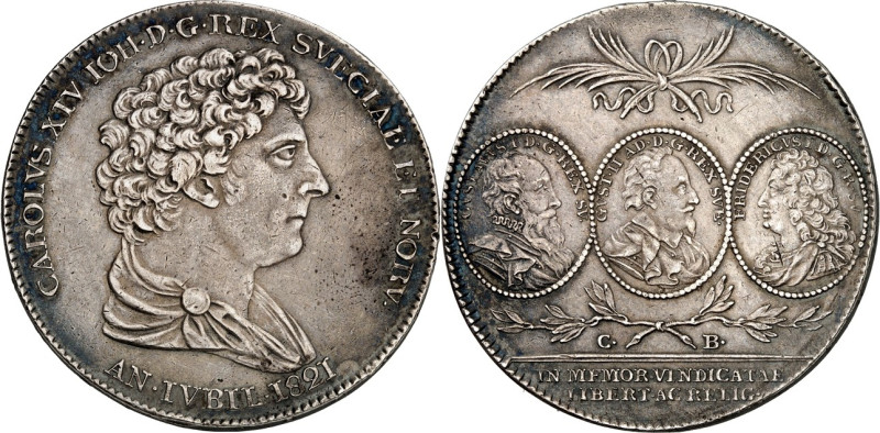 SCHWEDEN. 
KÖNIGREICH. 
Karl XIV. Johann 1818-1844. Riksdaler 1821 auf das 300...