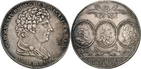 SCHWEDEN. 
KÖNIGREICH. 
Karl XIV. Johann 1818-1844. Riksdaler 1821 auf das 300jährige Jubiläum der Reformation in Schweden. Büste n.r. / 3 Portraitm...