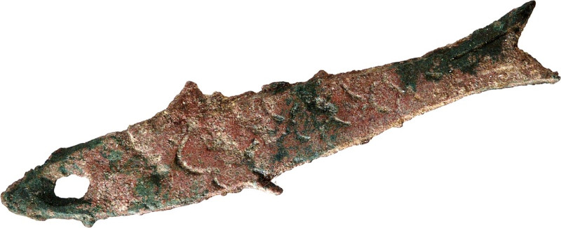 CHINA. 
ZHOU-Dynastie, 1122-256 v.Chr.. 
Fischgeld, ovale Form, Schuppendekor,...