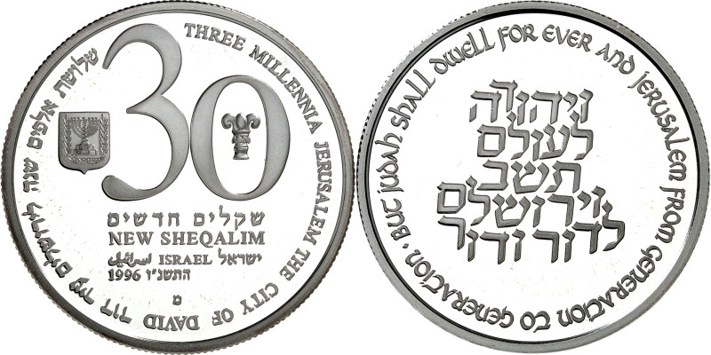 ISRAEL. 
30 New SHEQALIM 1996. KM&nbsp; 286. . 

in Kapsel P.P.
