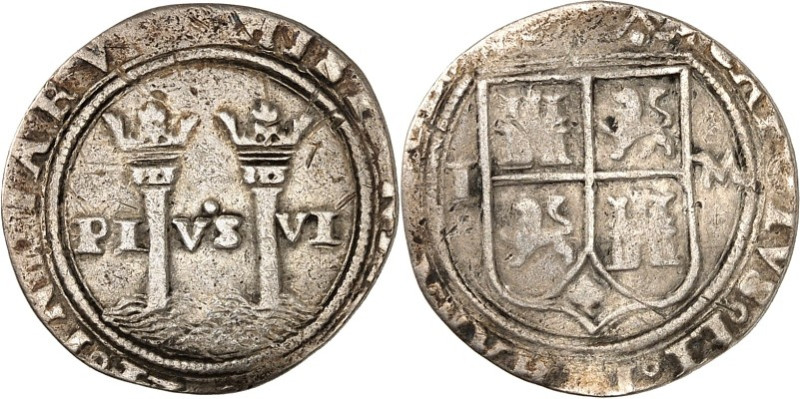 MEXIKO. 
Juana y Carlos 1506-1516(-1556). 1 Reales o.J. L-M, Mexiko. Gekr. Wapp...