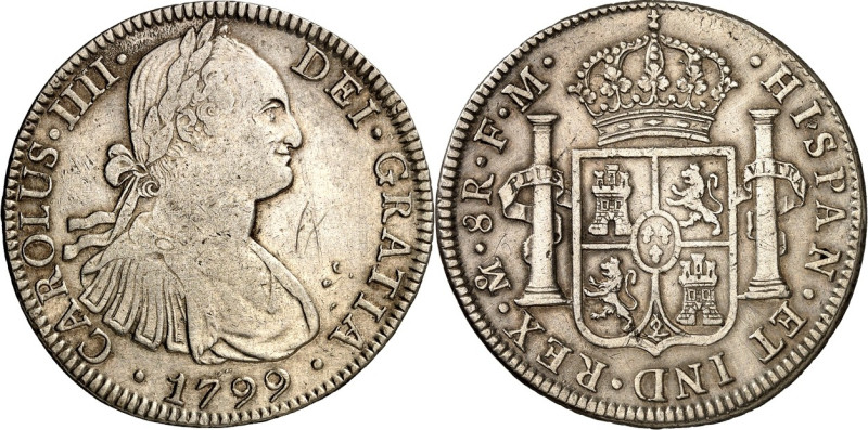 MEXIKO. 
Carlos IV. 1788-1808. 8&nbsp;Reales 1799 F.M. Mexiko City. Belorb. Brb...