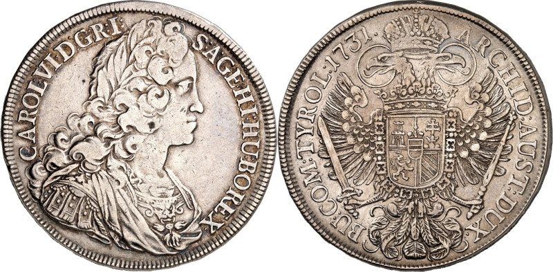 Römisch Deutsches Reich. 
Karl VI. 1711-1740. Reichstaler 1731 Wien. Geharn. be...