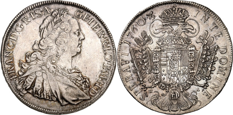 Römisch Deutsches Reich. 
Franz I. 1745-1765. Konv.-Taler 1760 H-A Hall Belorb....