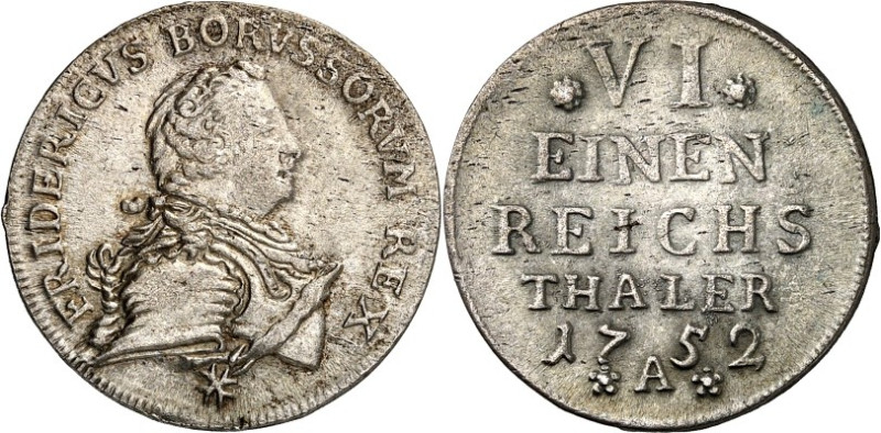 Brandenburg/-Preussen. 
Friedrich II. der Grosse 1740-1786. 1/6&nbsp;Taler 1752...