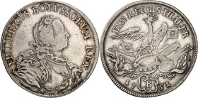 Brandenburg/-Preussen. 
Friedrich II. der Grosse 1740-1786. Reichstaler 1751 B, Breslau. Geharn. Brb. n.r.&nbsp;/ Gekr. Adler auf Armaturen. Old.&nbs...