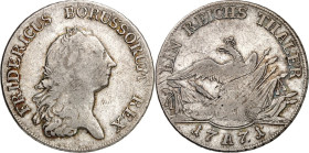 Brandenburg/-Preussen. 
Friedrich II. der Grosse 1740-1786. Reichstaler 1771 A, Berlin. Belorb. Kopf n.r. / Gekr. Adler auf Armaturen. Old.&nbsp; 69d...