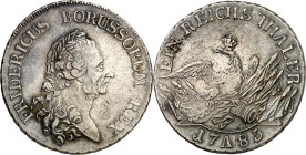 Brandenburg/-Preussen. 
Friedrich II. der Grosse 1740-1786. Reichstaler 1785 A, Berlin. Belorb. Kopf n.r. / Gekr. Adler auf Armaturen. Old.&nbsp; 70,...