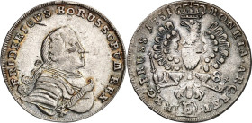Brandenburg/-Preussen. 
Friedrich II. der Grosse 1740-1786. 18-Gröscher (Tympf) 1751 E, Königsberg. Brb. n.r. / Gekr. Adler. Old.&nbsp; 180b, v.Schr....