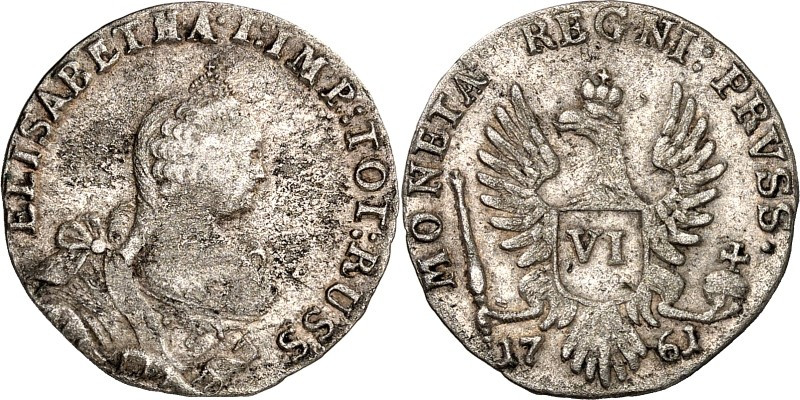 Brandenburg/-Preussen. 
Friedrich II. der Grosse 1740-1786. 6 Gröscher 1761 Mzs...