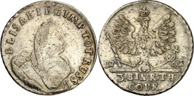 Brandenburg/-Preussen. 
Russische Okkupation 1759-1762. 1/3 Taler 1761 Königsberg Brb. Elisabeth I. n. r. / Gekr. Adler. v.Schr.&nbsp; 1852, Old.&nbs...