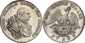 Brandenburg/-Preussen. 
Friedrich Wilhelm II. 1786-1797. Taler 1786A, Berlin. Brb. n.r. / Gekr. Adler auf Postament. J.&nbsp; 23, v.Schr.&nbsp; 23, D...