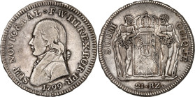 Brandenburg/-Preussen. 
Friedrich Wilhelm III. 1797-1806(-1840). 21 Batzen 1799 für Neuenburg. Brb. n.l. / Gekr. Wappen zwischen 2 wilden Männern. J....