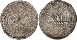 Braunschweig/-Lüneburg. 
Friedrich der Fromme 1434-57 u.1471-78. Groschen nach Meißner Art o.J. Vierpaß mit Blumenkreuz/ Löwe mit dem Landsberger Sch...