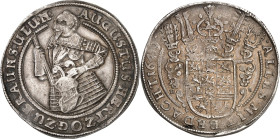 Braunschweig/-Wolfenbüttel. 
August d. Jüngere 1635-1666. Reichstaler 1649 H-S, Zellerfeld. Geharn. Hüftb. n.l.&nbsp;/ 5-fach behelm. Wappen. W.&nbsp...
