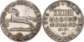 Braunschweig/-Wolfenbüttel. 
Karl Wilhelm Ferdinand 1780-1806. 2/3&nbsp;Taler Leipziger Fuß&nbsp;= XXIIII Mariengroschen 1800. Roß n.l. / Wert. W. 29...