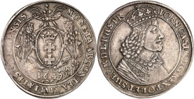 Danzig, Stadt. 
Johann Kasimir 1649-1668. Talar (Taler) 1649 Ovaler Stadtschild zw. 2&nbsp;Löwen. Us. endet GEDANENSIS&nbsp;.&nbsp;/ Us. endet RVS&nb...