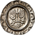 Donauwörth, Reichsmünzstätte. 
Heinrich VI. 1190-1197. Brakteat (1194/1197) 0,67g. Gekr. Brb. Heinrich VI. u. KONSTANZE von Sizilien, mit Prozessions...