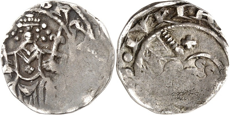 Mark, Grafschaft. 
Everhard 1277-1308. Denar 1,05g Hamm,(+)GREV.Thron. Graf mit...