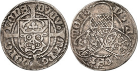 Mecklenburg. 
Magnus II. und Balthasar 1477-1503. Doppelschilling o.J. Güstrow. Wappen auf Fußkreuz&nbsp;/ 3&nbsp;Wappen ins Dreieck gestellt. Kunzel...