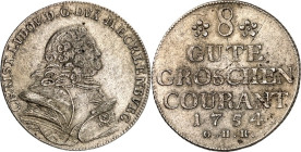 Mecklenburg/-Schwerin. 
Christian Ludwig II. 1747-1756. 8 Gute Groschen 1754 OHK Brb. n.r. / 5 Z. Wert und Jahr. Kunzel&nbsp; 314A/a. .