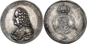 Mecklenburg/-Schwerin. 
Christian Ludwig II. 1747-1756. Medaille 1749 (v. Philipp Aaron) a.d. Feier zur Verleihung des russ. St. Andreasordens in Ros...