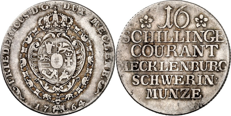 Mecklenburg/-Schwerin. 
Friedrich II. 1756-1785. 16 Schillinge 1764 Schwerin. G...
