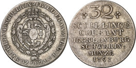 Mecklenburg/-Schwerin. 
Friedrich Franz I. 1785-1806(-1837). 32 Schillinge 1797 Gekröntes Wappen in Ordenskette / 7 Zeilen Wert u. Jahr. Kunzel&nbsp;...