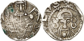 Münster, Bistum. 
Otto II. von der Lippe 1248-1259. Denar 1,31g.(+OTTO-EPISCO) Bischof thront in Ornat mit Pedum und Messbuch, mit sichtbarem Handrüc...
