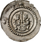 Nordhausen/-Reichsmünzstätte. 
unter anhaltinischem Pfandbesitz 1247- 1274. Brakteat, 0,51g Kaiserpaar v. vorn thronend, beide mit rosettenartigen Kö...