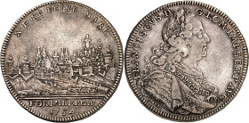 Nürnberg, Stadt. 
z.Z. Franz I. 1745-1765. Konv.-Taler 1754. Stadtansicht&nbsp;/ Belorb. Brb. n.r. Kellner&nbsp; 337, Dv.&nbsp; 2484, Slg.Erl.&nbsp; ...