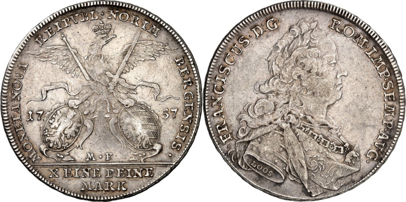 Nürnberg, Stadt. 
z.Z. Franz I. 1745-1765. Konv.-Taler 1757. Gekr. Adler über 2...